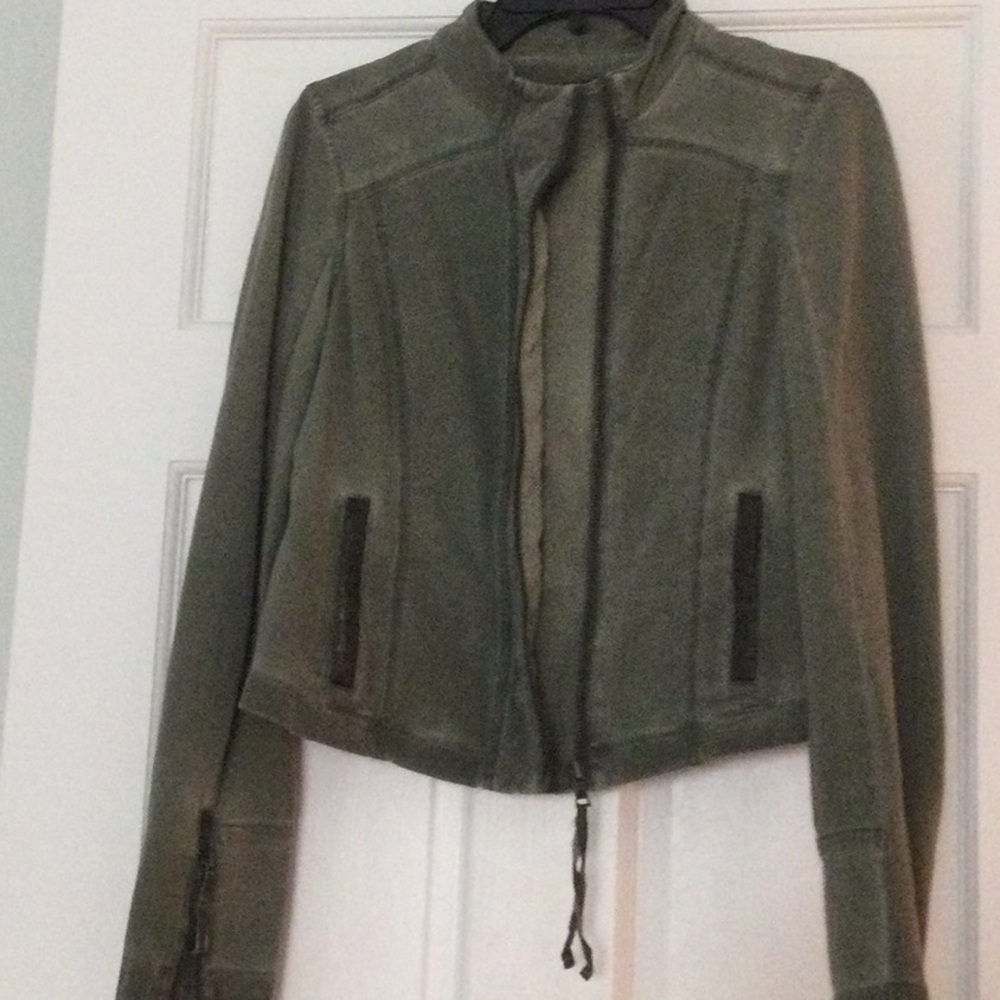 Women's Olive Green Zip-Front Moto Jacket